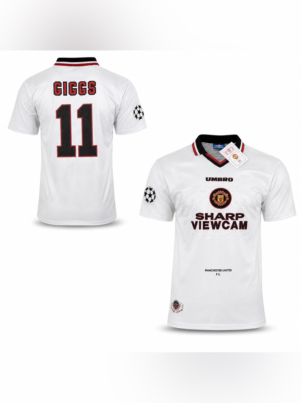 MANCHESTER‎ UNITED 95/96 Retro Jersey 'GIGGS' #11 with Champions Patch Size XL